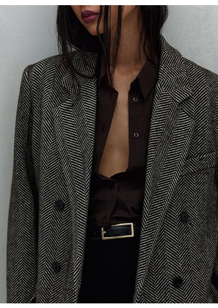 Siyah Rou Gold Tokalı Ince Kemer