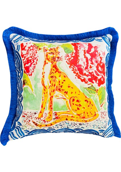 Leopar Desenli Kadife Dekoratif Kırlent Kılıfı 45 x 45 cm