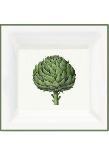 Kitchen Garden Artichoke Square Trinket Tray Porselen Dekoratif Tabak 12 cm