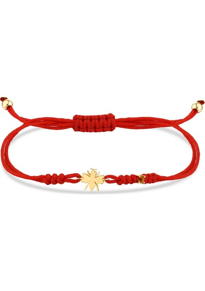 Queen Bee Kadın Xs Sitrin Kırmızı Altın Bileklik