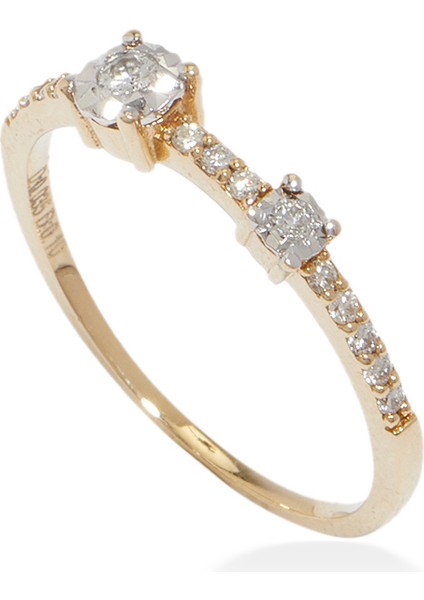 Pırlanta Detaylı Kadın Altın Yüzük