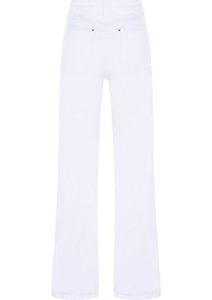 Pamuklu Beyaz Yüksek Bel Regular Fit Denim Pantolon modelleri