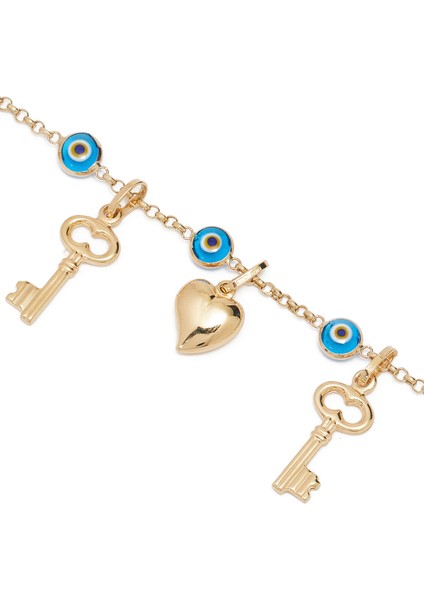 Anahtar Figürlü Nazar Boncuklu Altın Bileklik fiyatları