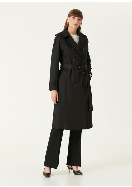 Siyah Kruvaze Keten Pardösü fiyatları