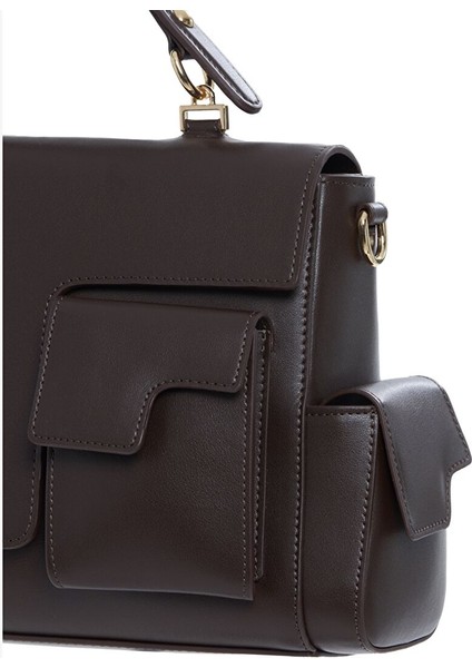 Çok Bölmeli Ayarlanabilir Uzun Saplı Çıtçıt Kapama Kahverengi Deri Çanta fiyatları