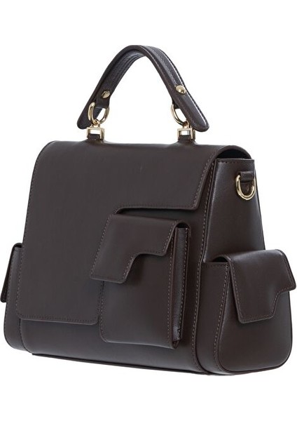 Çok Bölmeli Ayarlanabilir Uzun Saplı Çıtçıt Kapama Kahverengi Deri Çanta modelleri