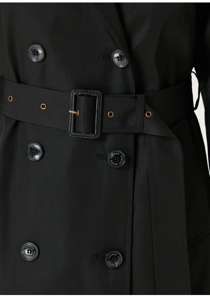 Siyah Kruvaze Keten Pardösü fırsatları