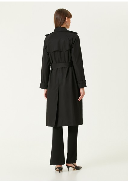 Siyah Kruvaze Keten Pardösü indirimleri