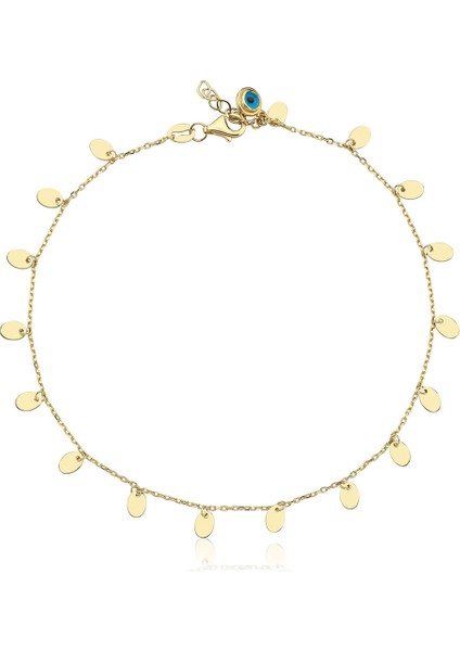 Oval Pul 14 Ayar Altın Kadın Halhal