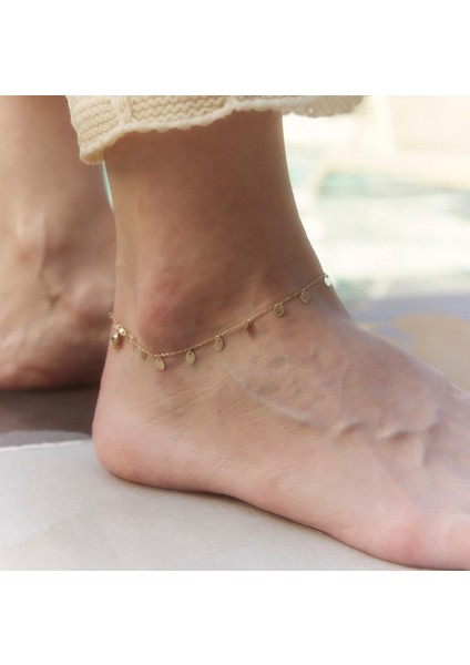 Oval Pul 14 Ayar Altın Kadın Halhal fiyatları