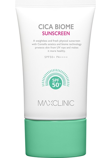 Cica Biome Kompleksi Içeren Yatıştırıcı Güneş Koruyucu Maxclınıc Cica Biome Sunscreen SPF50+ Pa++++