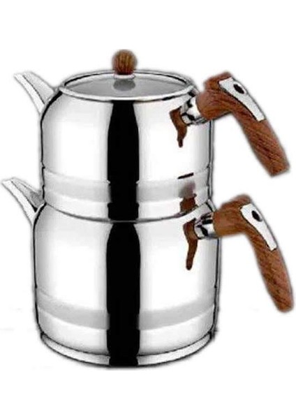 Yağmur Midi Boy Çaydanlık Takımı-Ahşap