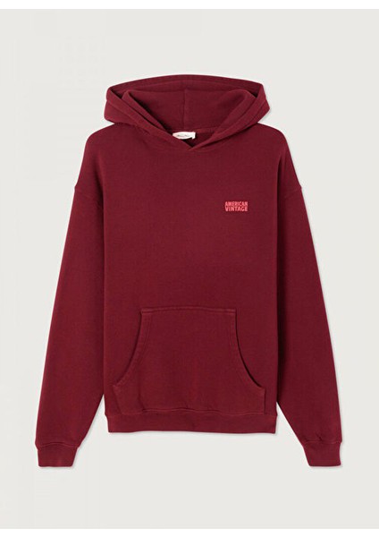 Bordo Kadın Standart Yazılı Baskılı Sweatshirt IZU03DH25CERVI