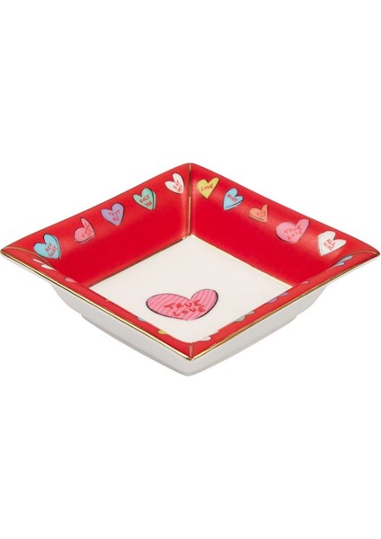 True Love Square Trinket Kırmızı Porselen Kase