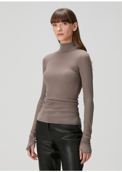 Açık Lila Yün Kazak