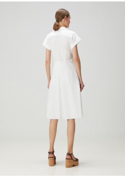 Beyaz Drape Detaylı Midi Elbise fırsatları
