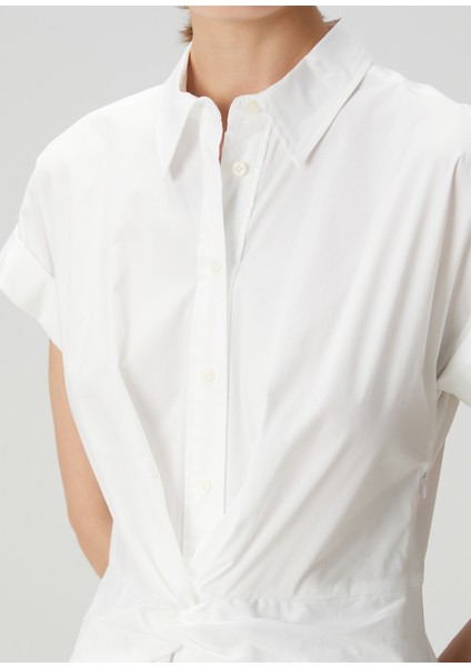 Beyaz Drape Detaylı Midi Elbise indirimleri