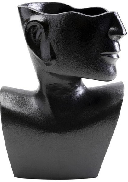 Vase Rostro Side Siyah Alüminyum Lake Vazo 27 cm