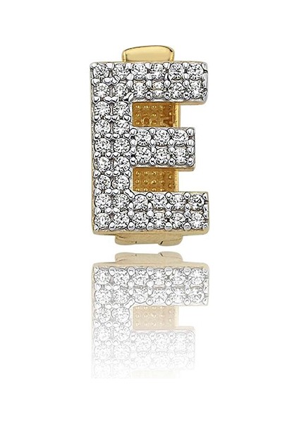 E Harfi 14 Ayar Altın Kadın Kolye ve Bileklik Charm