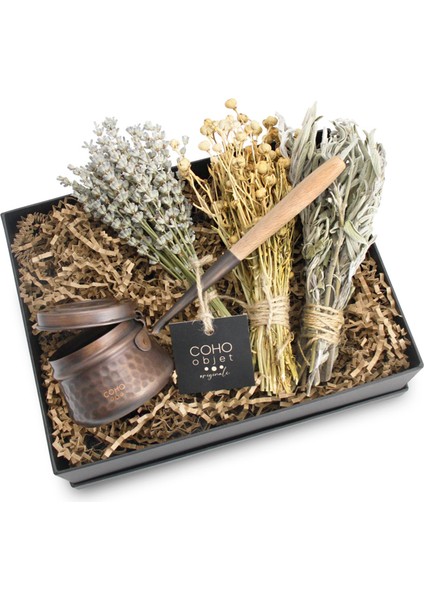 Box Antique Dövme Tütsü Çanağı Üzerlik &adaçayı Lavanta Hediye Seti