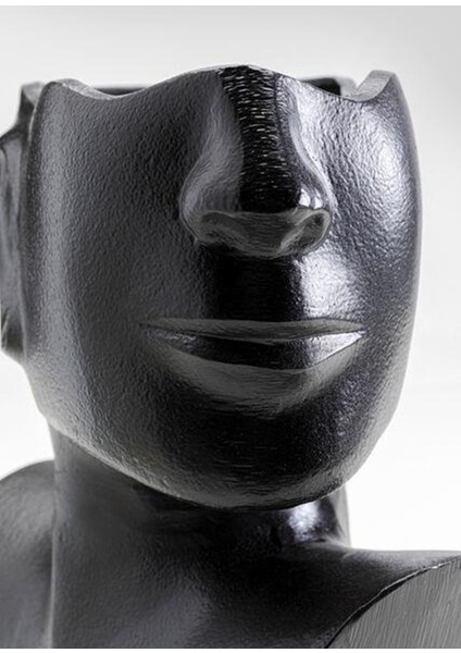 Vase Rostro Side Siyah Alüminyum Lake Vazo 27 cm