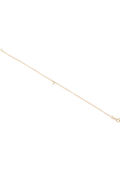 Taşlı Harf Detaylı Kadın Altın Bileklik