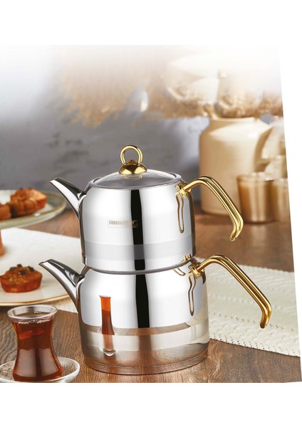 Enza Mini Boy Çelik Çaydanlık Takımı-Gold fiyatları