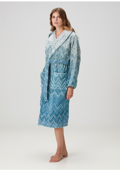 Mavi Zikzak Desenli Bornoz modelleri