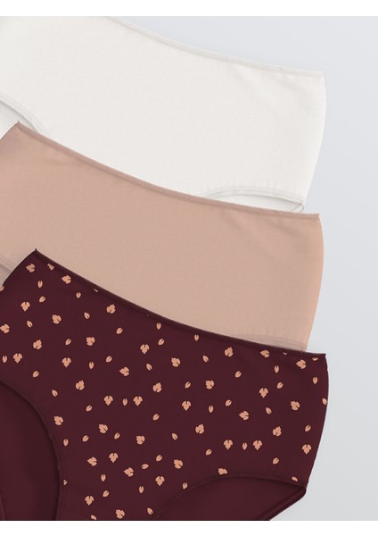 Yeni Sezon Yüksek Bel Desenli Klasik Külot 3'lü modelleri