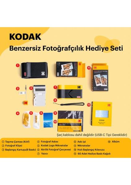 Mini 2 Era Sarı Filmli Şipşak Fotoğraf Makinesi + 60 Adet Baskı Seti Aksesuar Kiti fiyatları