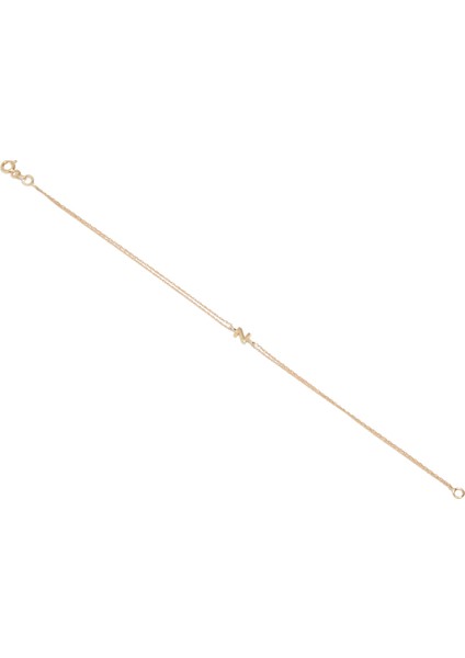 Taşlı Harf Detaylı Kadın Altın Bileklik