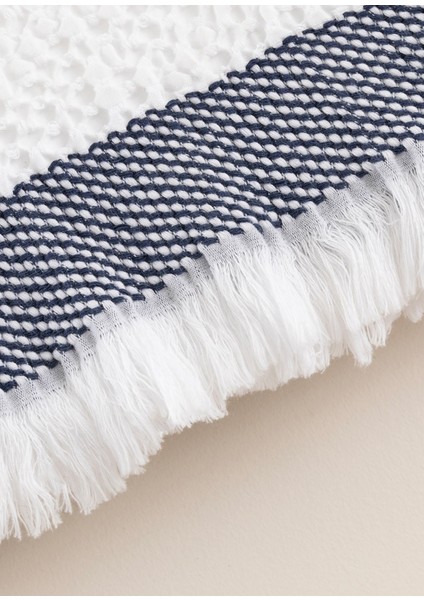 Oliver Beyaz Mavi Pamuklu Koltuk Şalı modelleri