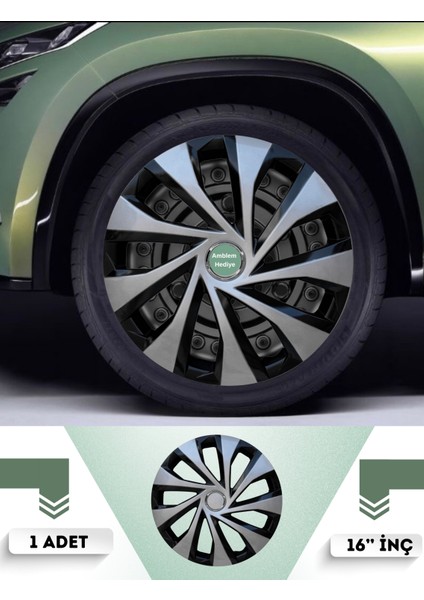 Renault Clio 3 16 Inç Jant Kapağı Çift Renk (Amblemli 1-Adet Kapak) 306