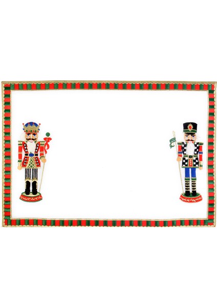 Dekoratif Nutcracker Kurşun Asker Desenli 2'li Keten Amerikan Servis