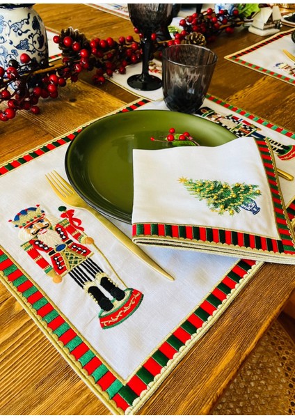 Dekoratif Nutcracker Kurşun Asker Desenli 2'li Keten Amerikan Servis modelleri