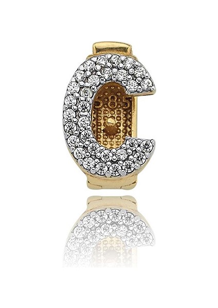 C Harfi 14 Ayar Altın Kadın Kolye ve Bileklik Charm