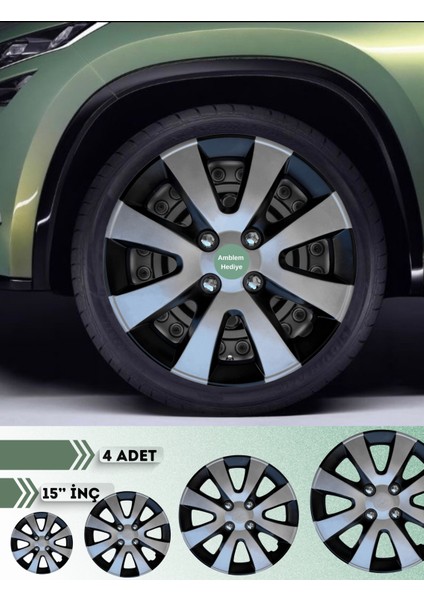 Renault Clio 3 15 Inç Jant Kapağı Çift Renk (Amblemli 4-Adet Kapak) 301