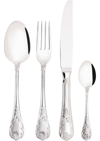 King Parlak Gümüş 24 Parça Çatal Kaşık Bıçak Seti