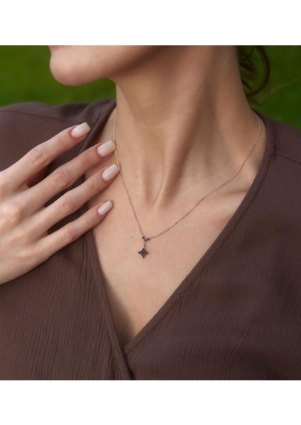 Rose Gold Karo 14 Ayar Altın Kadın Kolye modelleri