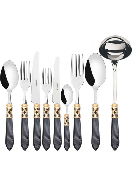 Aladdin Siyah Gold Paslanmaz Çelik 75 Parça Çatal Kaşık Bıçak Seti
