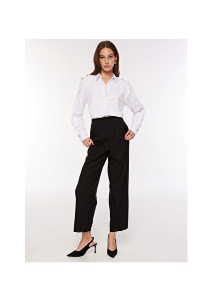 Yüksek Bel Bol Kesim Siyah Kadın Pantolon FC3WL-PNT29 fiyatları