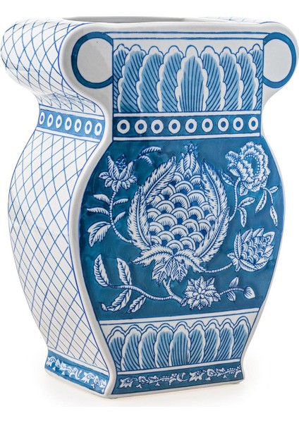 Mavi Seramik Dekoratif Küp Vazo 26 cm