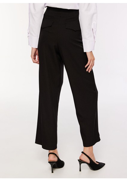 Yüksek Bel Bol Kesim Siyah Kadın Pantolon FC3WL-PNT29 fırsatları