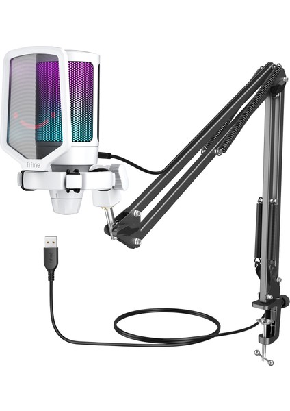 Ampligame A6TW Rgb USB Beyaz Mikrofon Seti