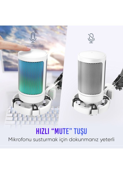 Ampligame A6TW Rgb USB Beyaz Mikrofon Seti modelleri