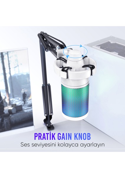 Ampligame A6TW Rgb USB Beyaz Mikrofon Seti fırsatları