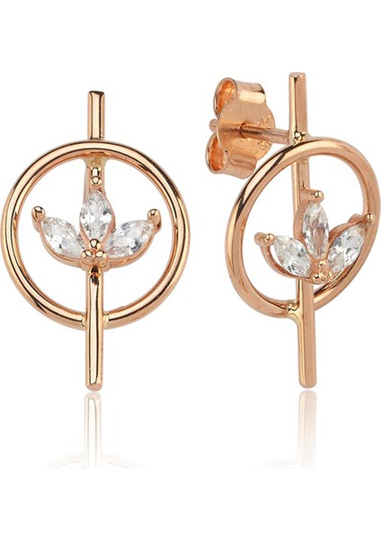 Minimal Tasarım 3 Yaprak 14 Ayar Altın Kadın Küpe