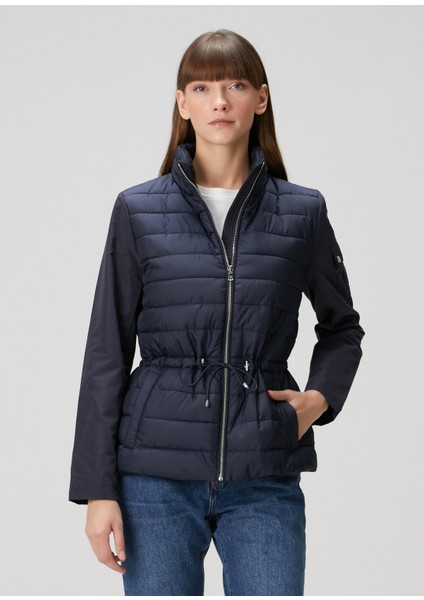 Koyu Lacivert Kapüşonlu Mont