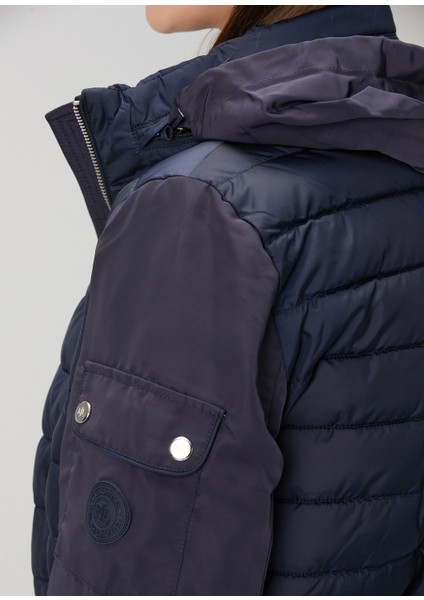 Koyu Lacivert Kapüşonlu Mont
