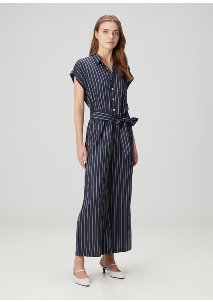 Loritz Lacivert Çizgili Tulum